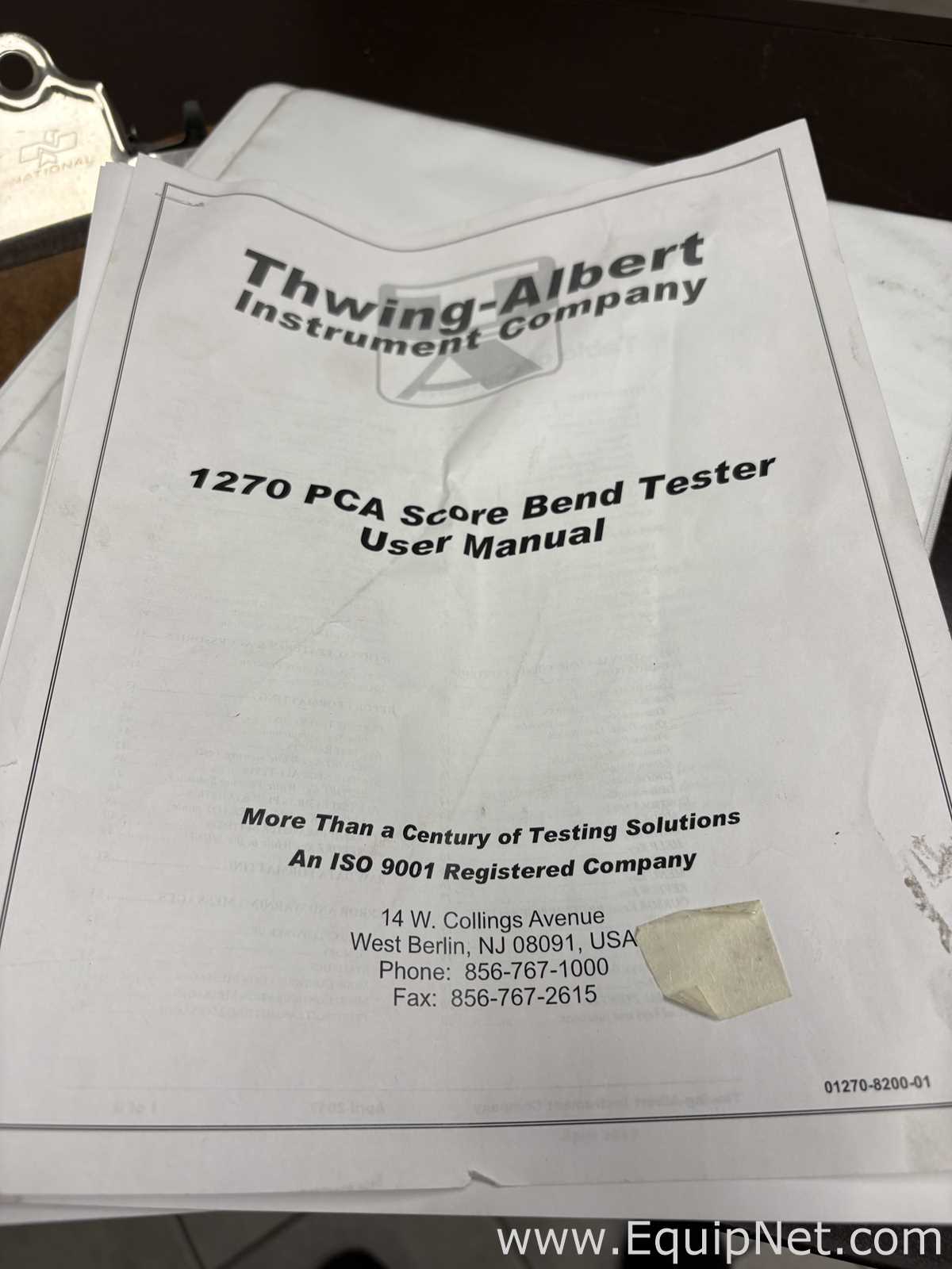 Equipamentos Laboratoriais Diversos Thwing-Albert Instrument Company 1270 PCA Score Bend Tester