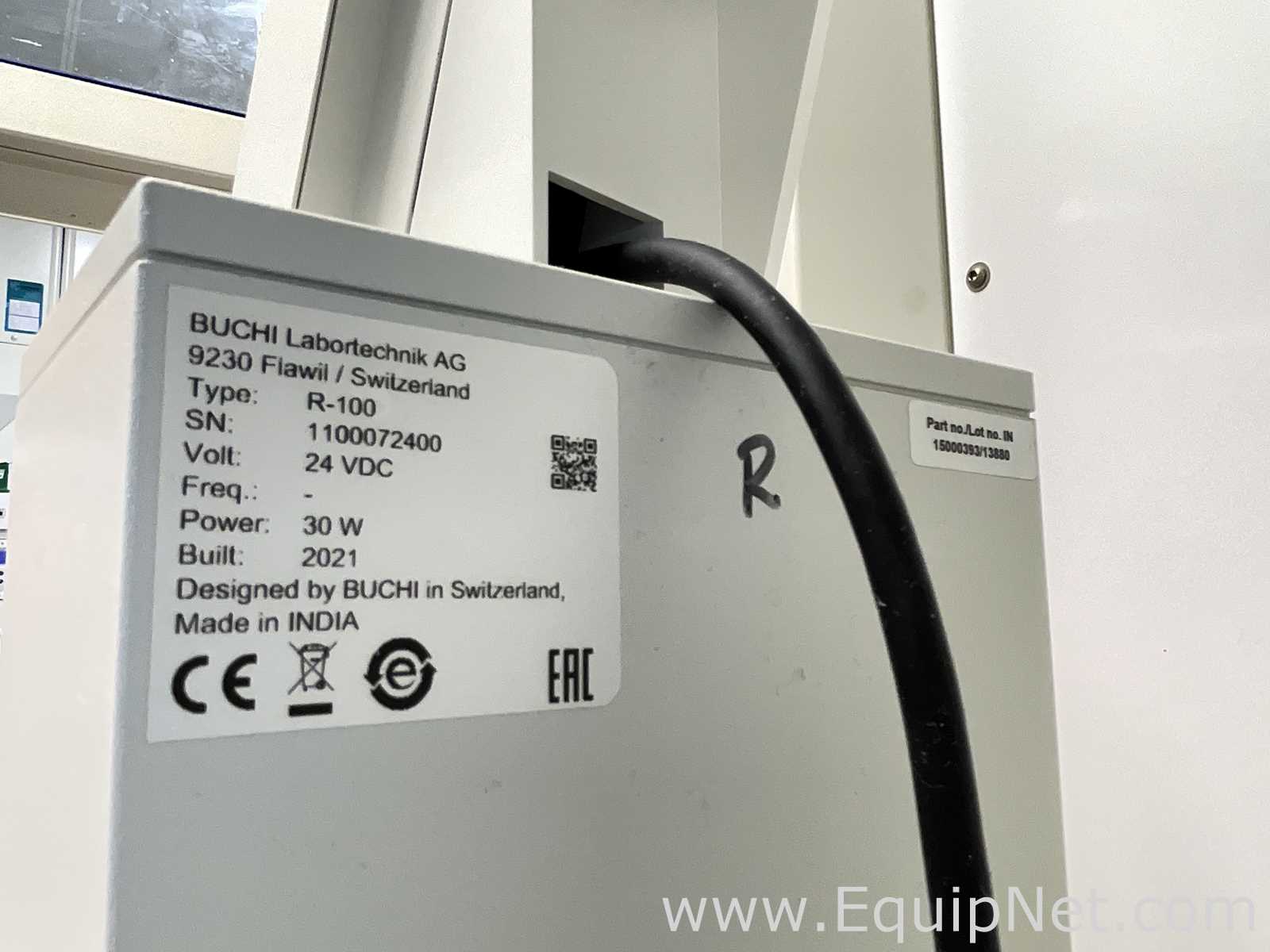 Buchi R-100 Rotary Evaporator with B-100 Heating Bath, V-300 Vacuum Pump and Huber Minichiller 300