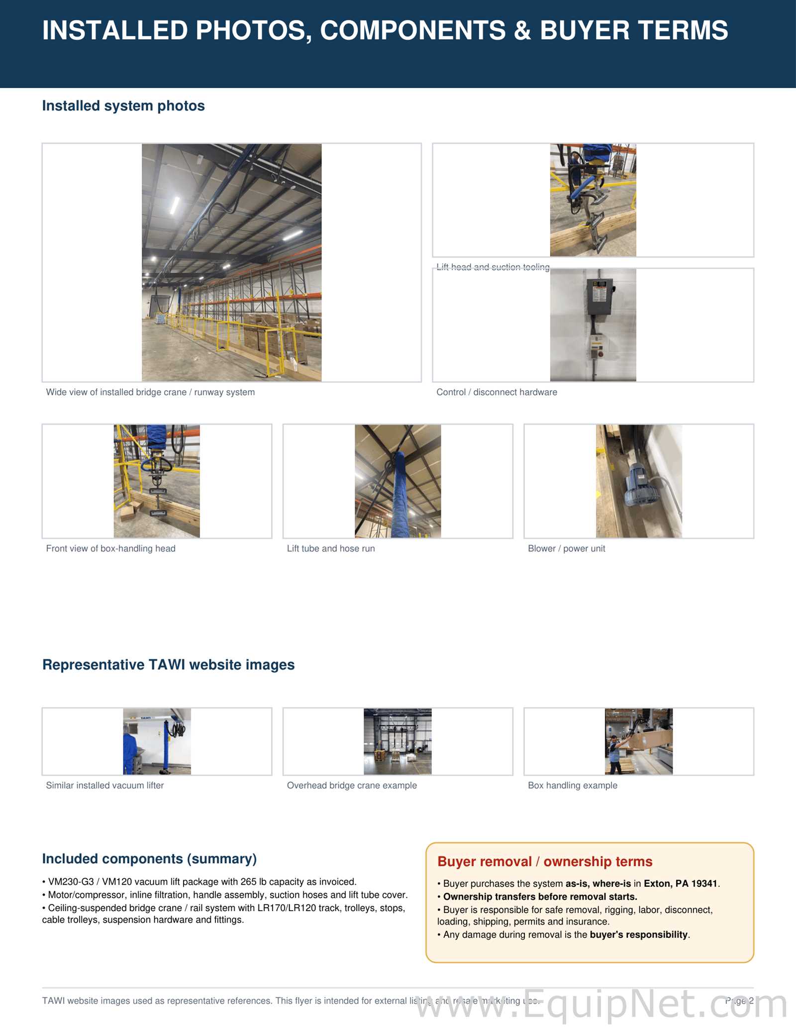 Tawi VM230-G3   VM120 Material Handling