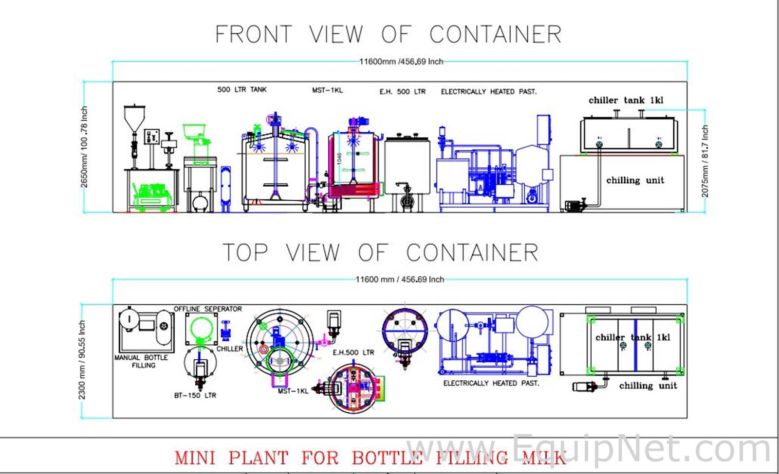 Pasteurizador Milk Factory USA Requisitos de aire 500 L. Sin usar