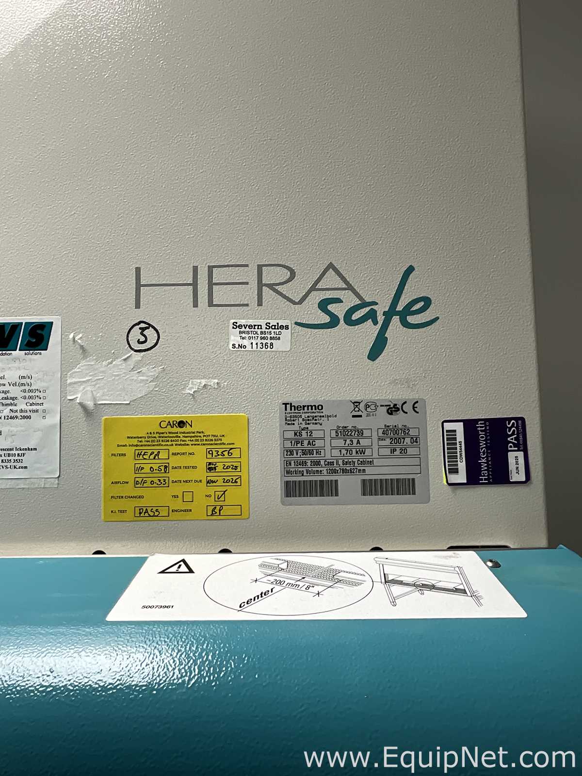 Cabine de Segurança Biológica Thermo Electron Corporation HeraSafe KS12