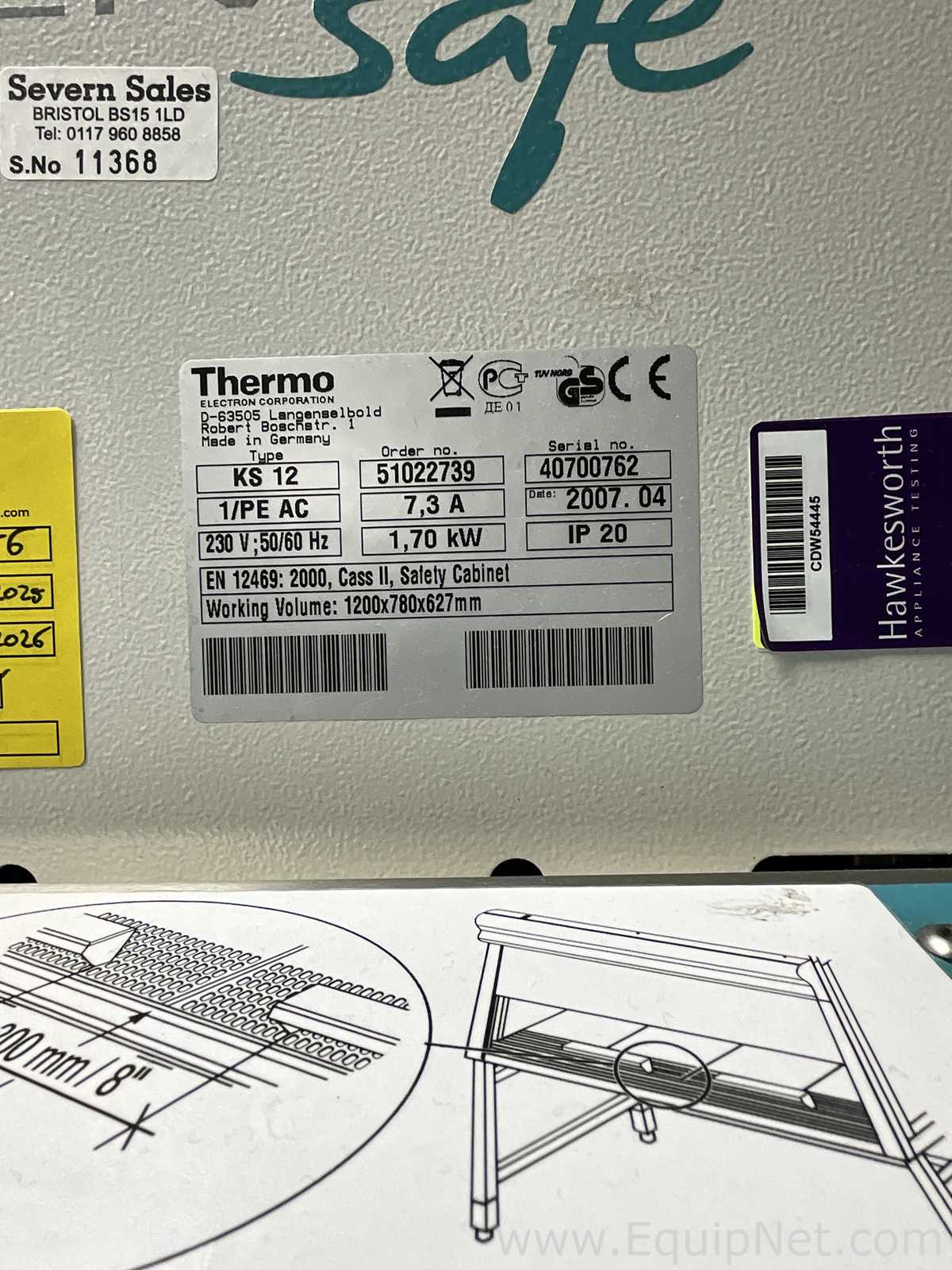 Cabine de Segurança Biológica Thermo Electron Corporation HeraSafe KS12