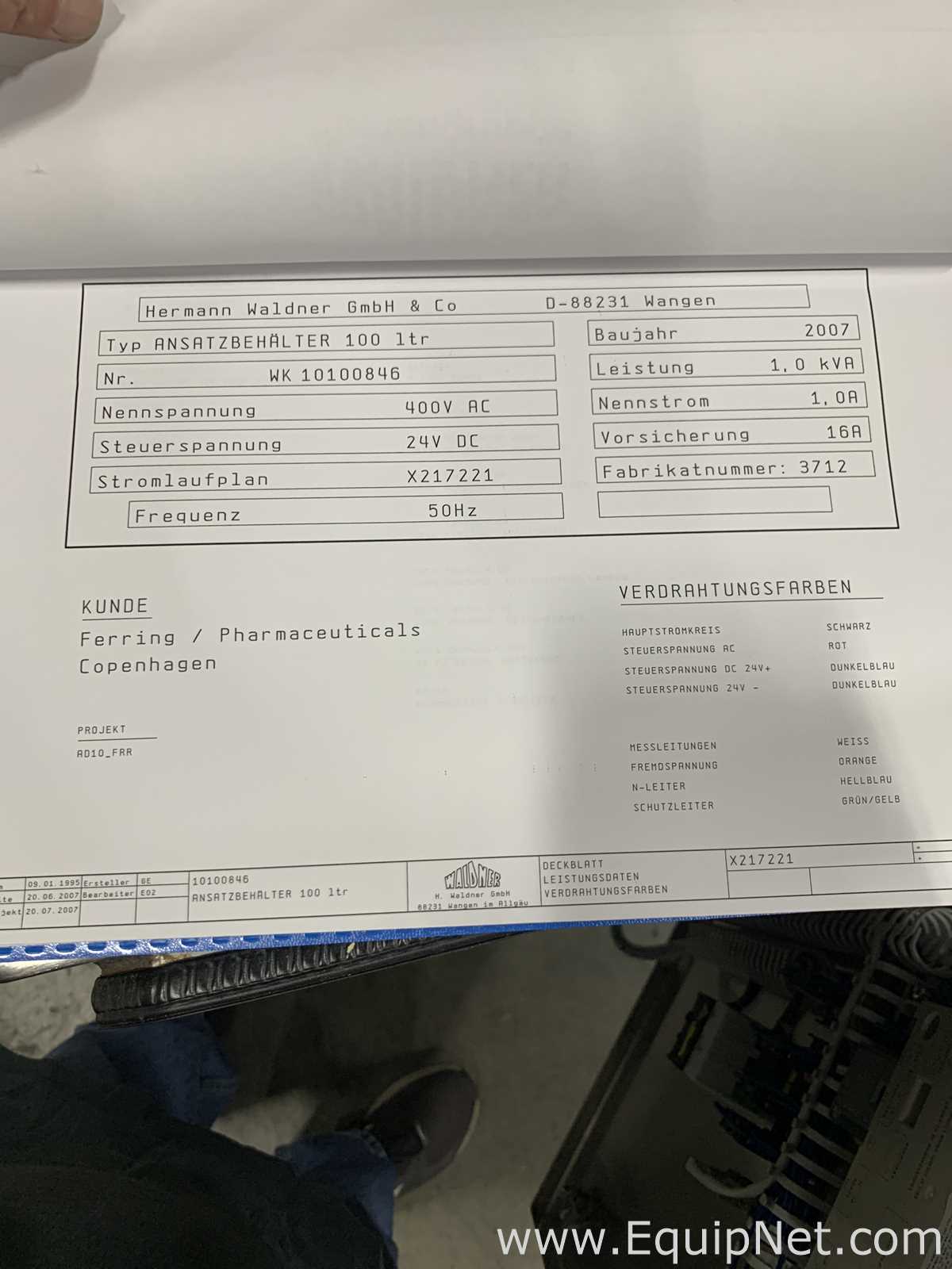 Tanque Hermann Waldner GmbH Requisitos de aire 150 L
