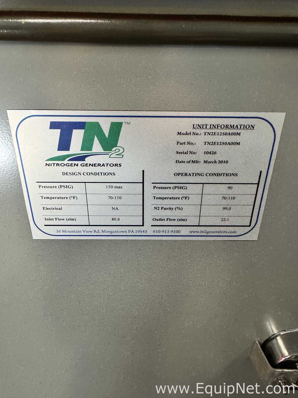 Generador de Nitrógeno TN2 Nitrogen Generators TN2E1250A00M