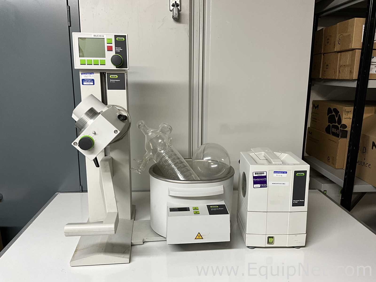 Buchi Labortechnik AG R-100 Evaporator With B-100 Heating Bath V-700 Vacuum Pump and V-850 Interface
