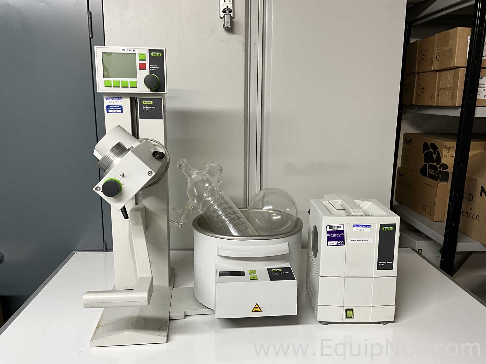 Buchi Labortechnik AG R-100 Evaporator With B-100 Heating Bath V-700 Vacuum Pump and V-850 Interface