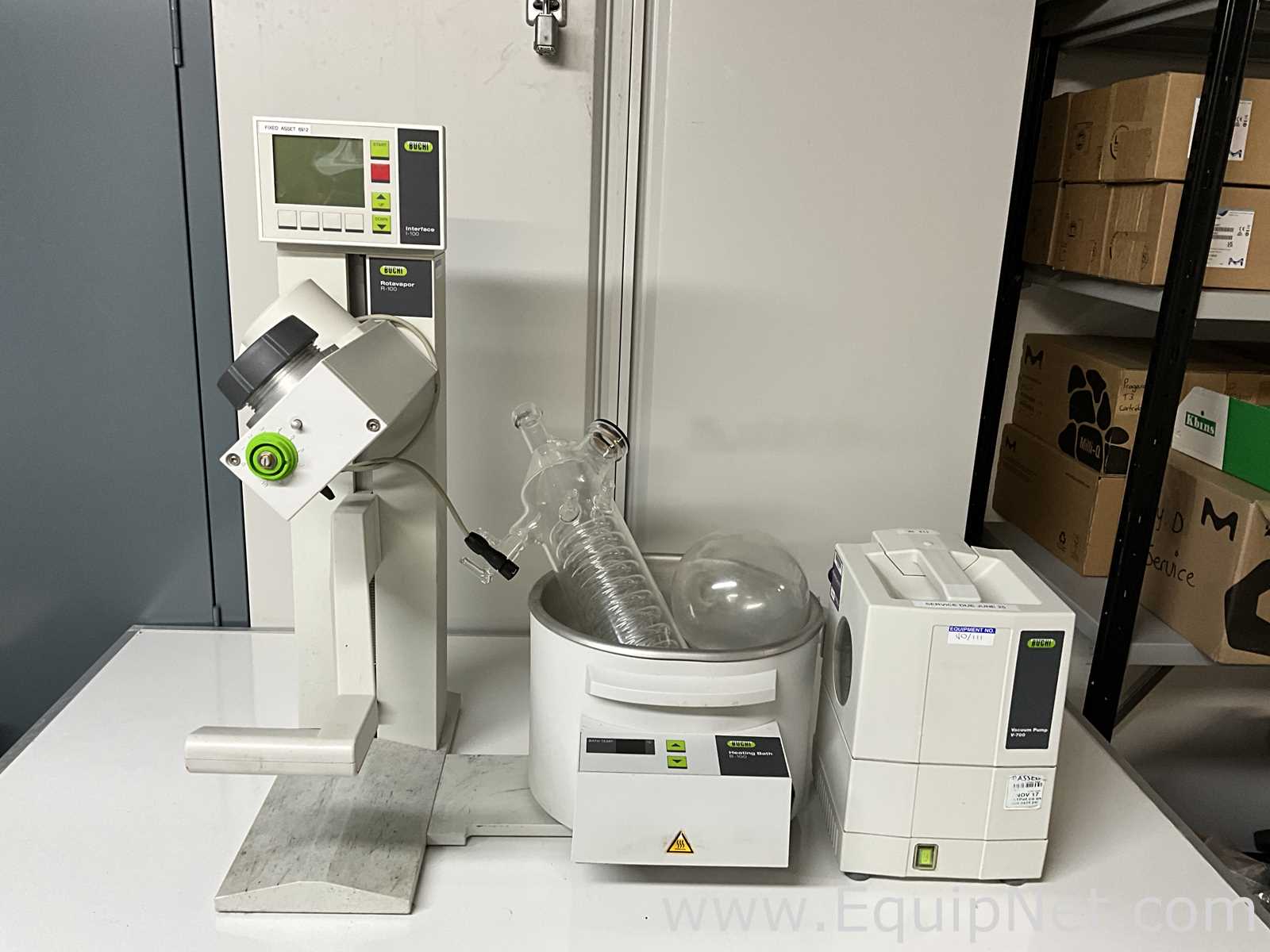 Buchi Labortechnik AG R-100 Evaporator With B-100 Heating Bath V-700 Vacuum Pump and V-850 Interface