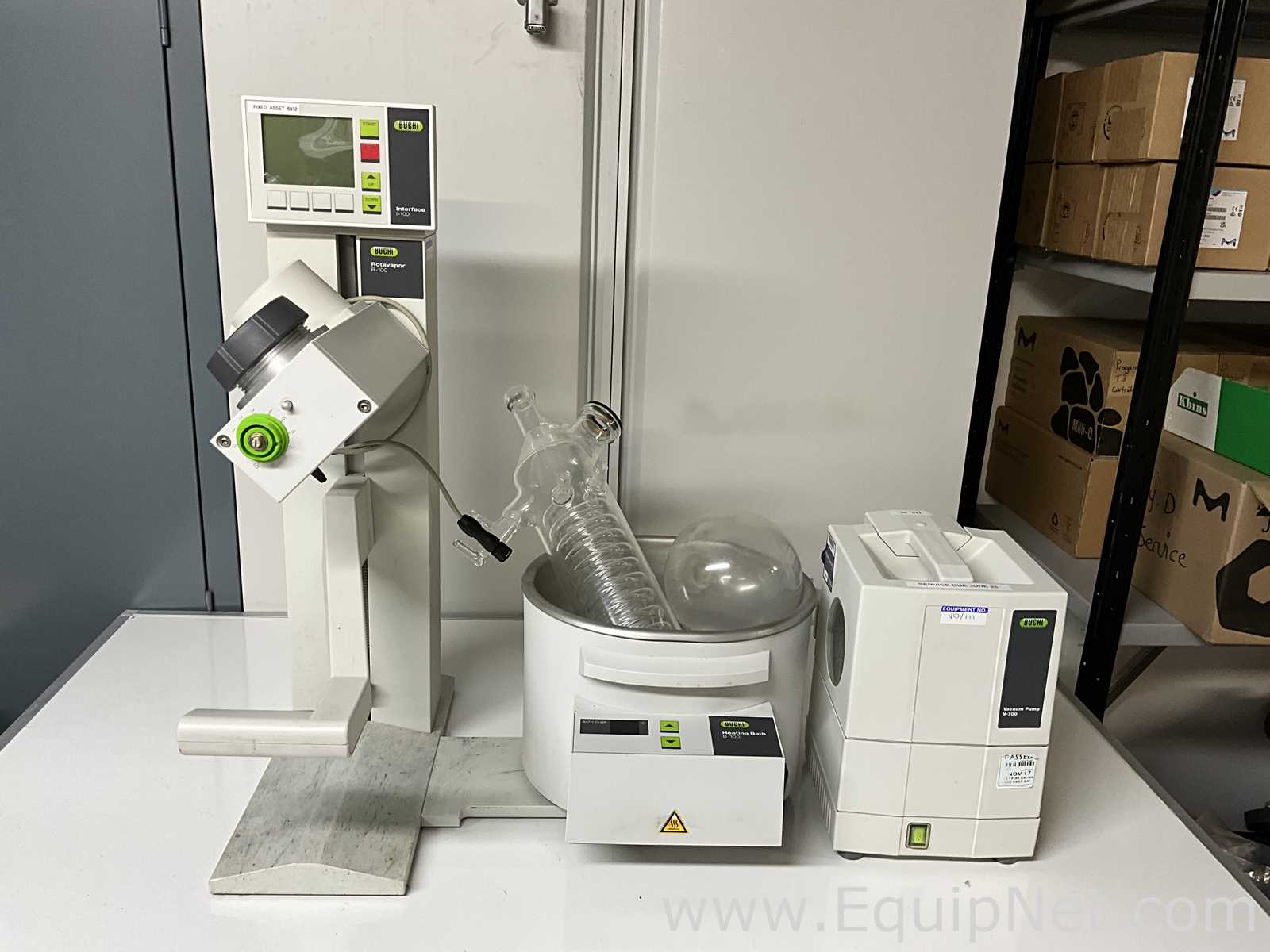 Buchi Labortechnik AG R-100 Evaporator With B-100 Heating Bath V-700 Vacuum Pump and V-850 Interface
