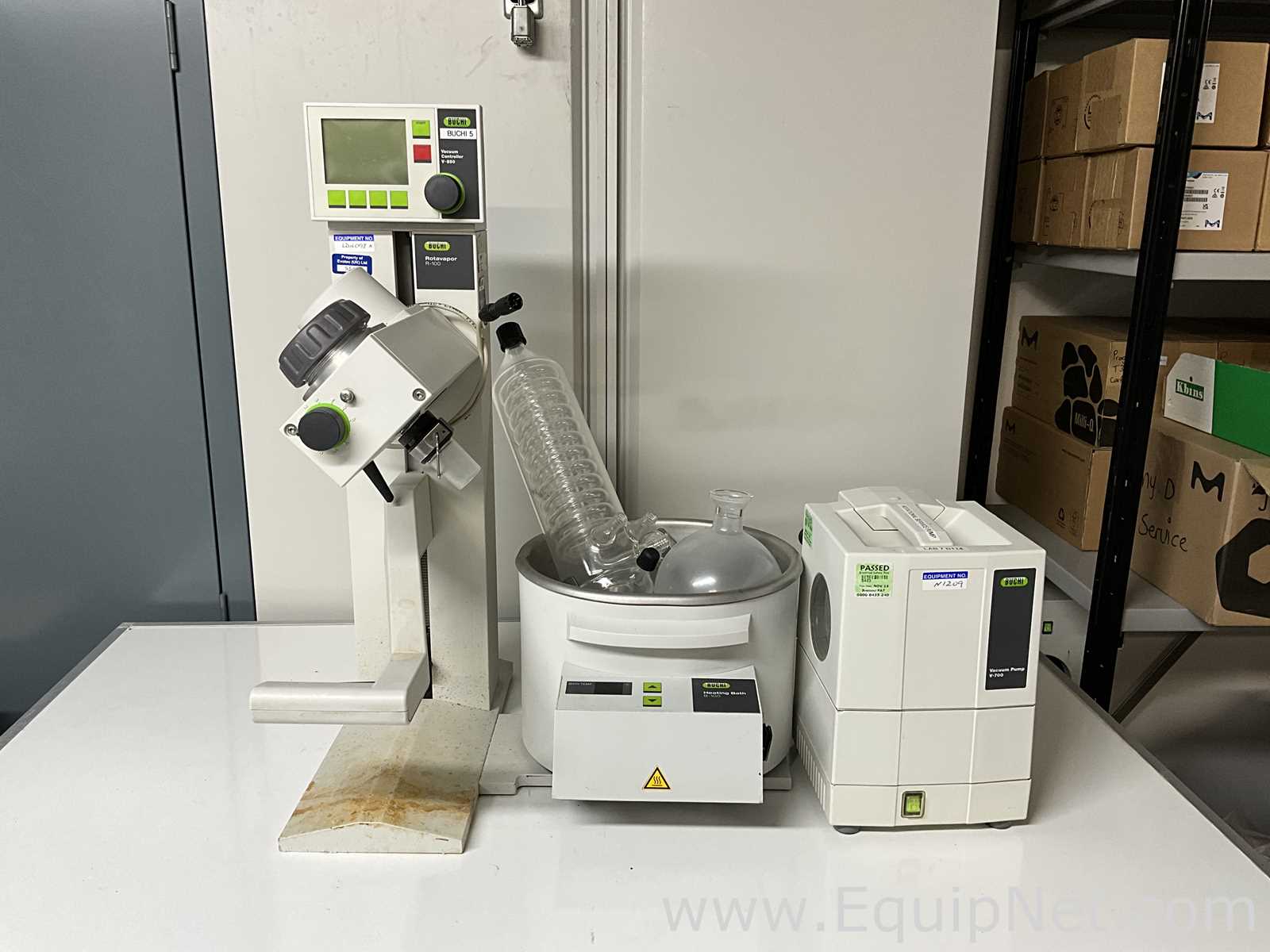 Buchi Labortechnik AG R-100 Evaporator With B-100 Heating Bath V-700 Vacuum Pump and V-850 Interface