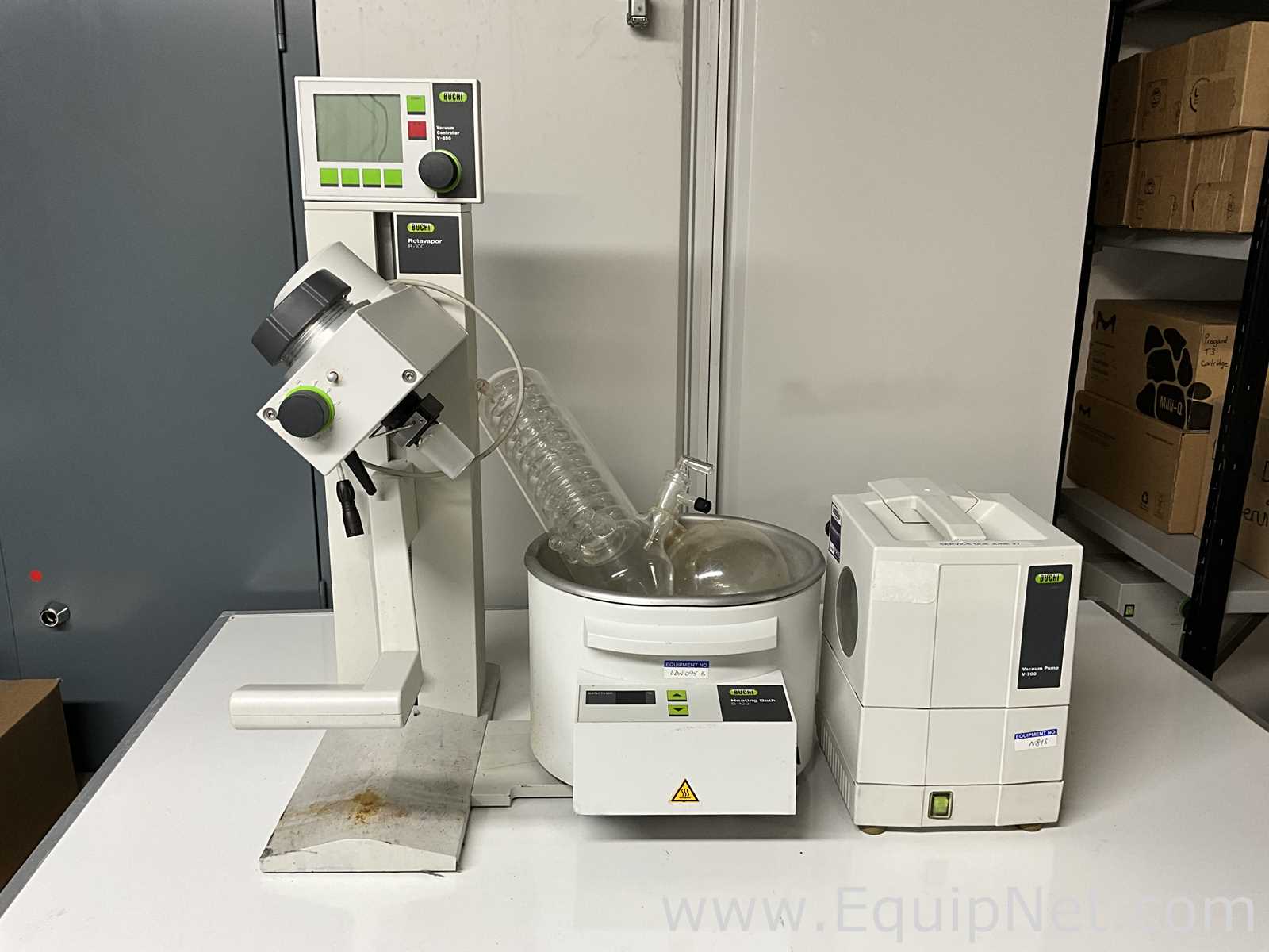 Buchi Labortechnik AG R-100 Evaporator With B-100 Heating Bath V-700 Vacuum Pump and V-850 Interface