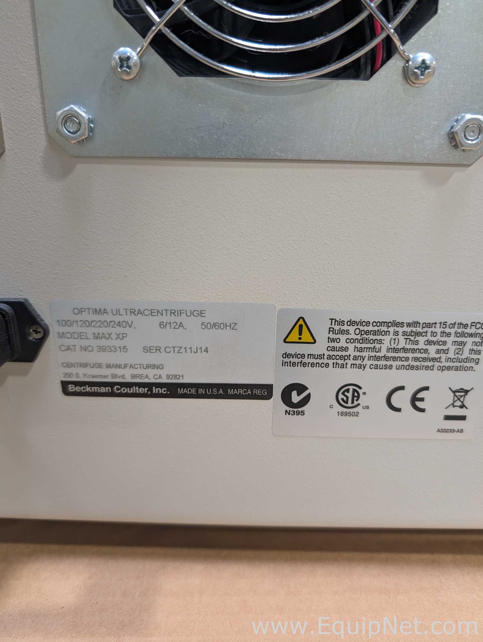 Beckman Coulter Optima Max XP  Centrifuge