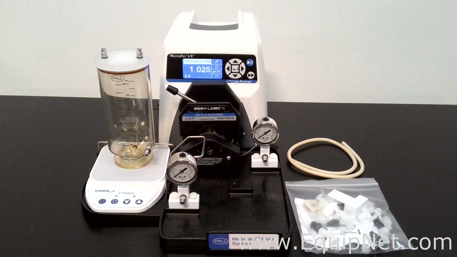 PALL Minimate Evo Tangential Flow Filtration System With Cole-Parmer Pump and VWR Stirrer