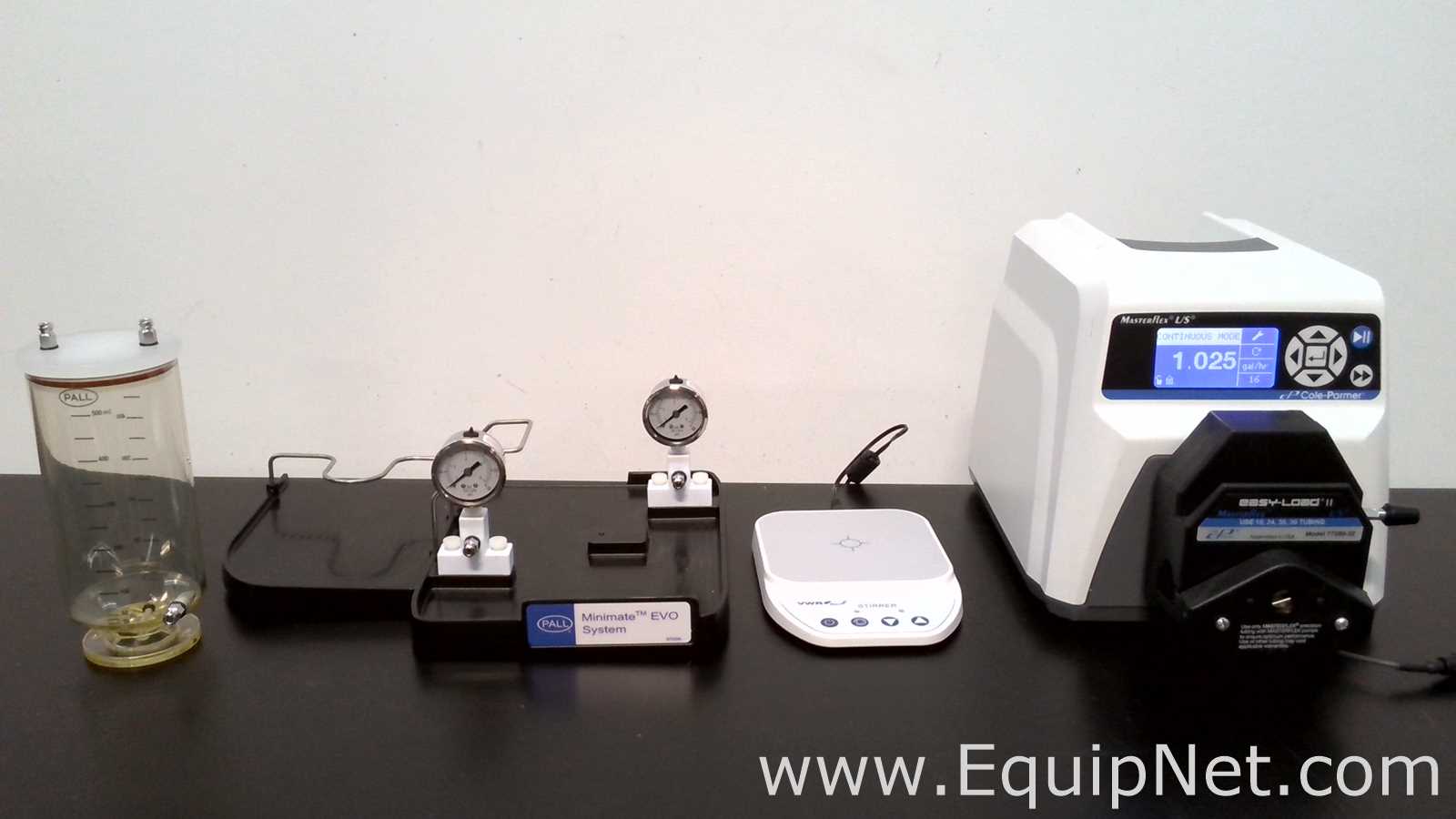 PALL Minimate Evo Tangential Flow Filtration System With Cole-Parmer Pump and VWR Stirrer