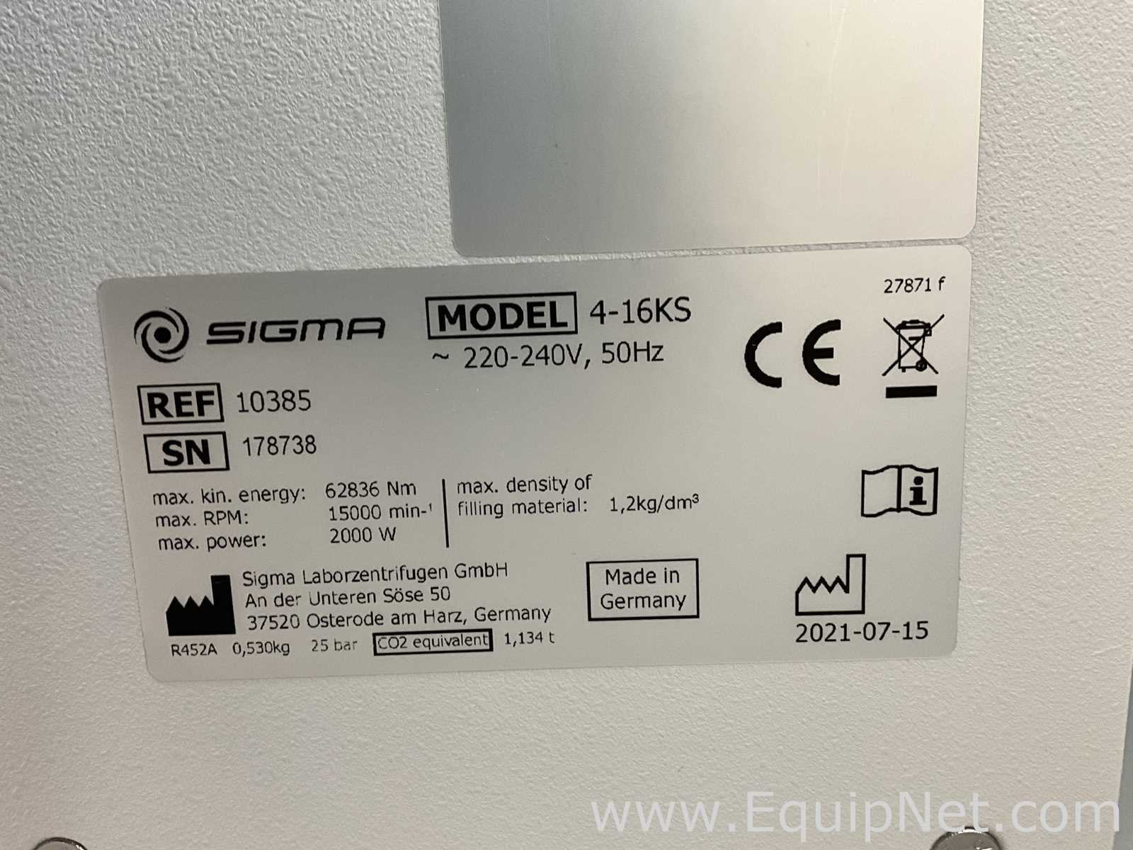Sigma LaborZentrifugen GmbH 4-16KS Refrigerated Centrifuge