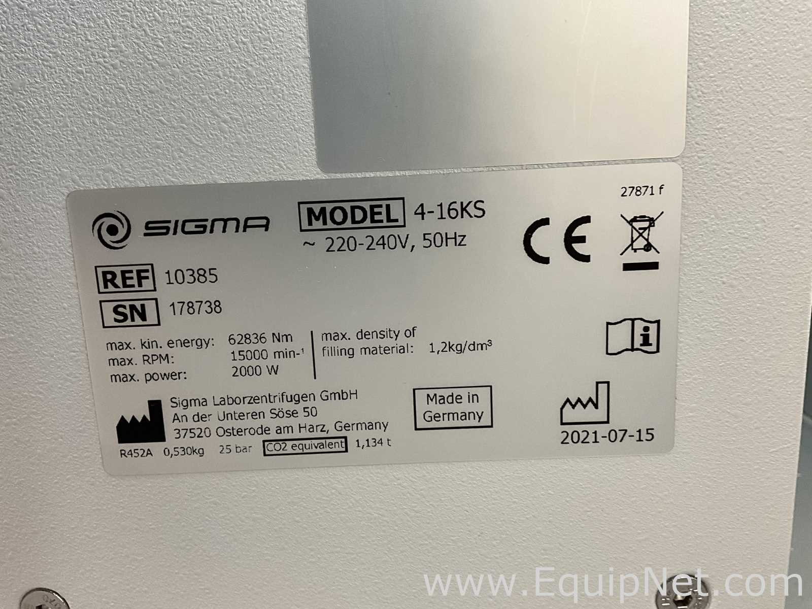 Sigma LaborZentrifugen GmbH 4-16KS Refrigerated Centrifuge