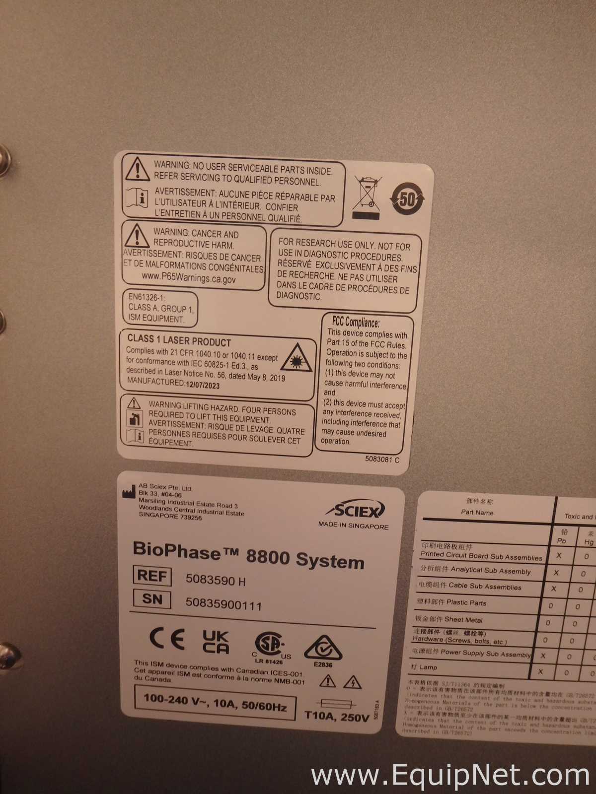 Sciex BioPhase 8800 System Capillary Electrophoresis System