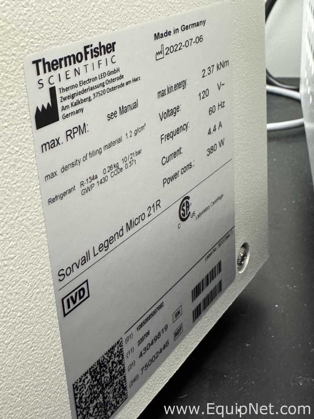 Thermo Fisher Scientific Sorvall Legend Micro 21R Refrigerated Centrifuge