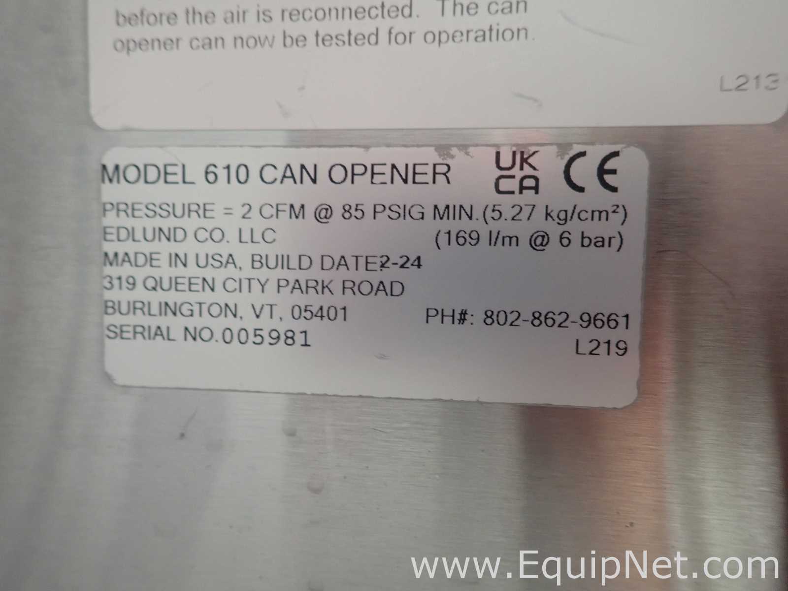 Máquina para Enlatar Edlund 610