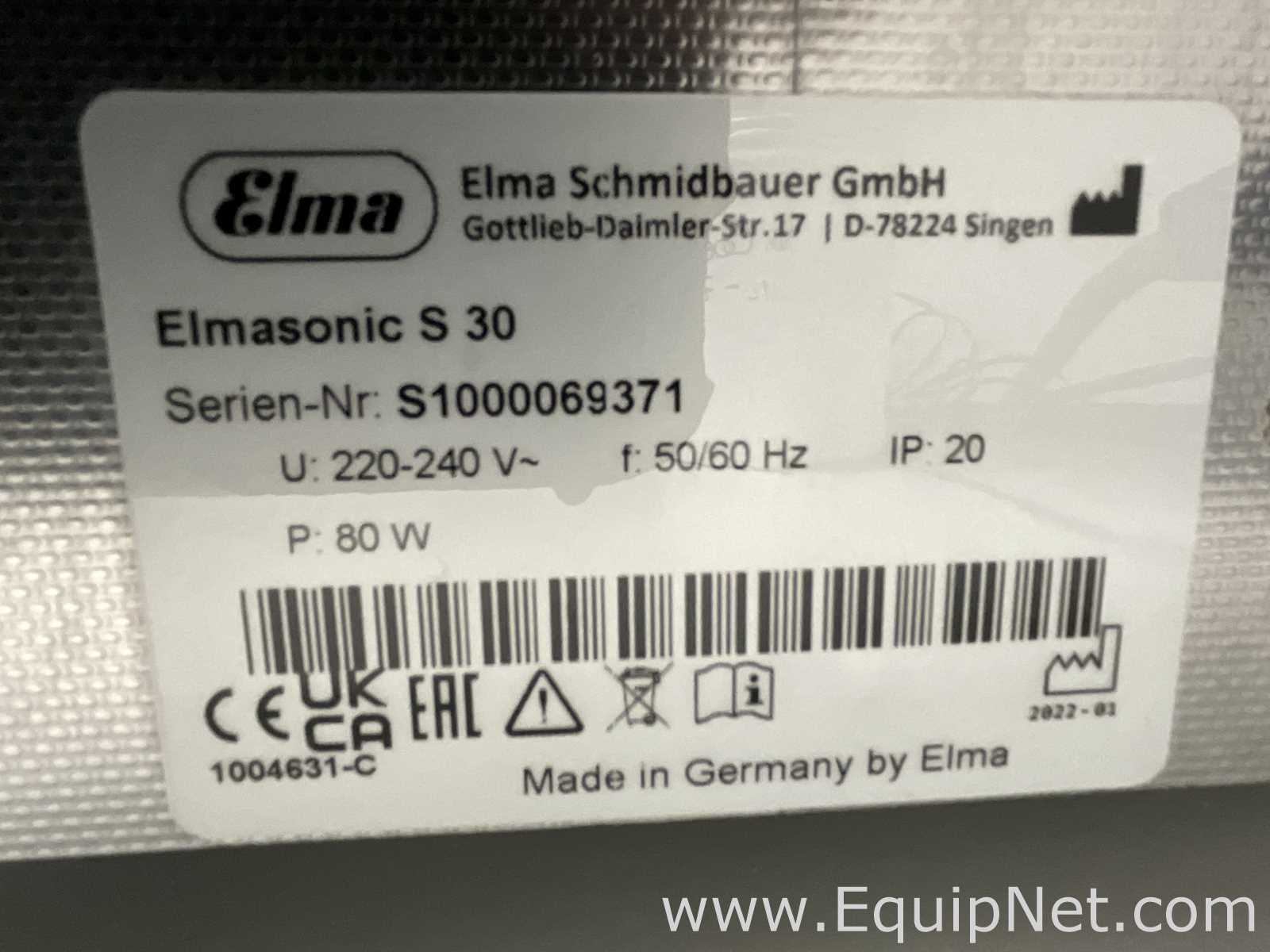 Limpador Ultrassônico Elma Schmidbauer GmbH Elmasonic S 30.  3 Litros