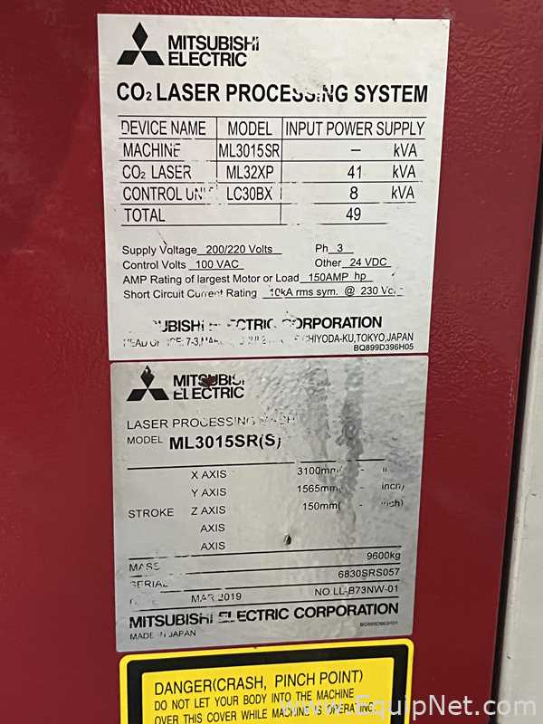 Cortadora a Laser Mitsubishi Electric Corporation ML3015SR