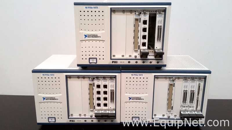 Lot of 3 National Instruments NI PXIe-1073 Test and Measurement Units with Various Modules