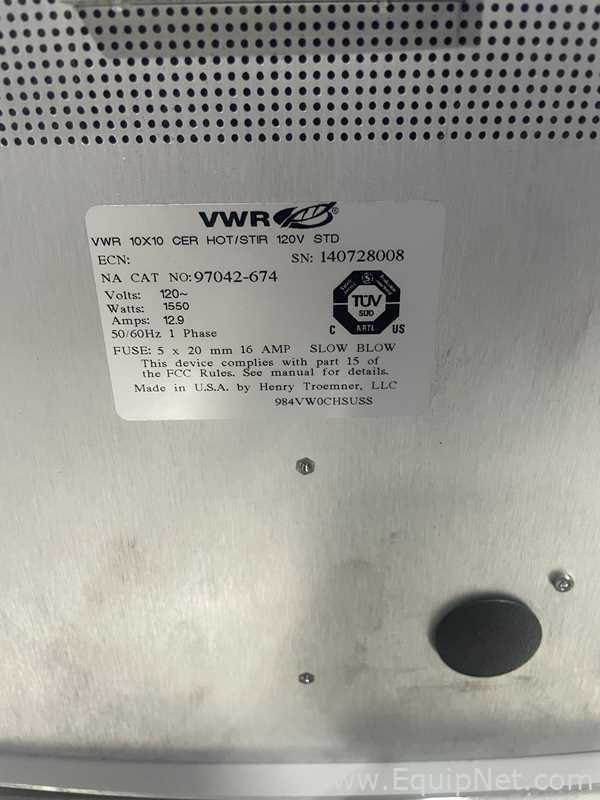 Agitador e Placa de Aquecimento VWR 10x10
