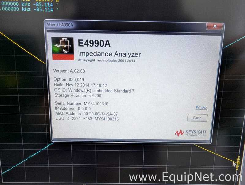 Keysight Technologies E4990A Electronic Testing and Measurement Equipment