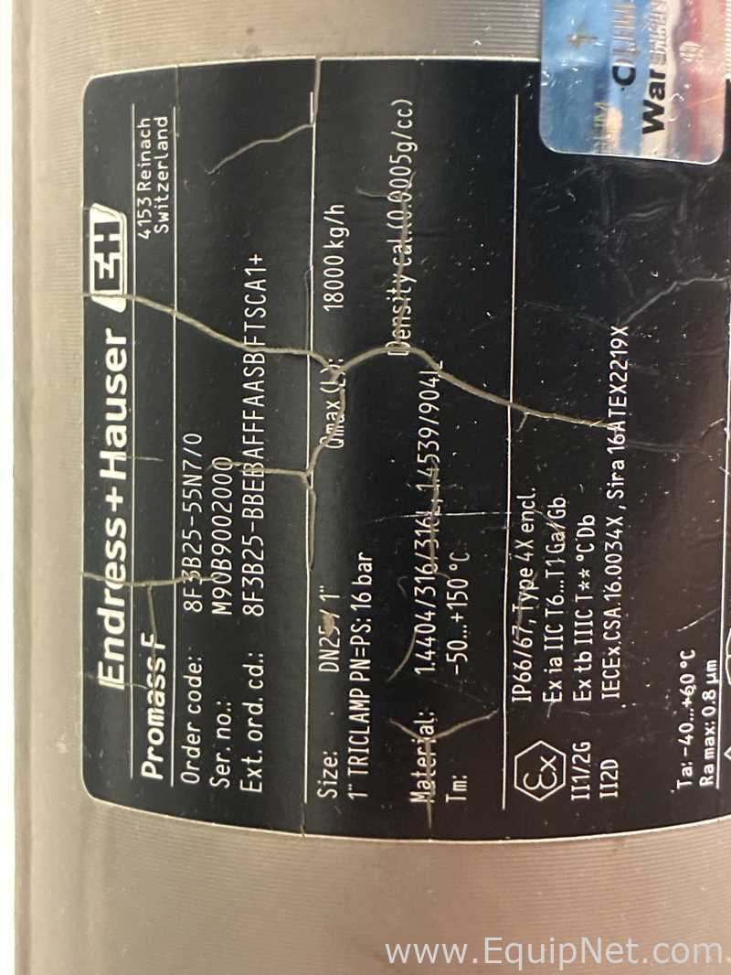 Endress Hauser Promass 300 EH2517 Alcohol Flow Meter and Measuring System