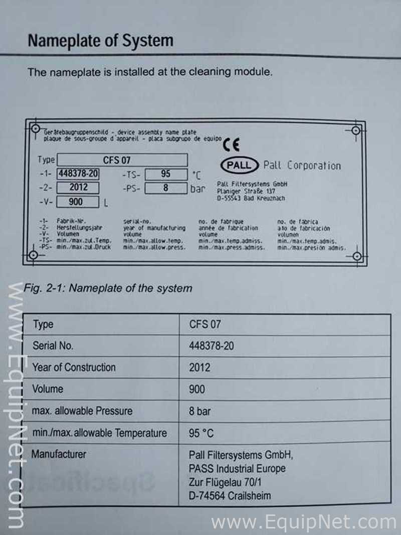 Filtro Pall Corporation CFS 07
