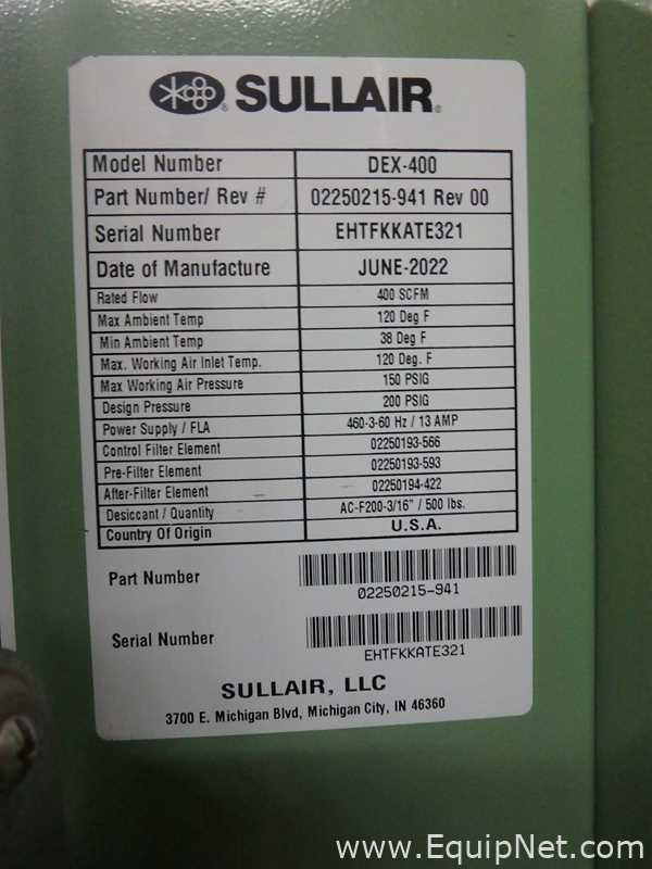 Secador de Ar Sullair DEX-400