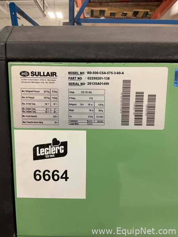 Sullair RD-500-CSA-575-3-60-A Refrigerated Air Dryer