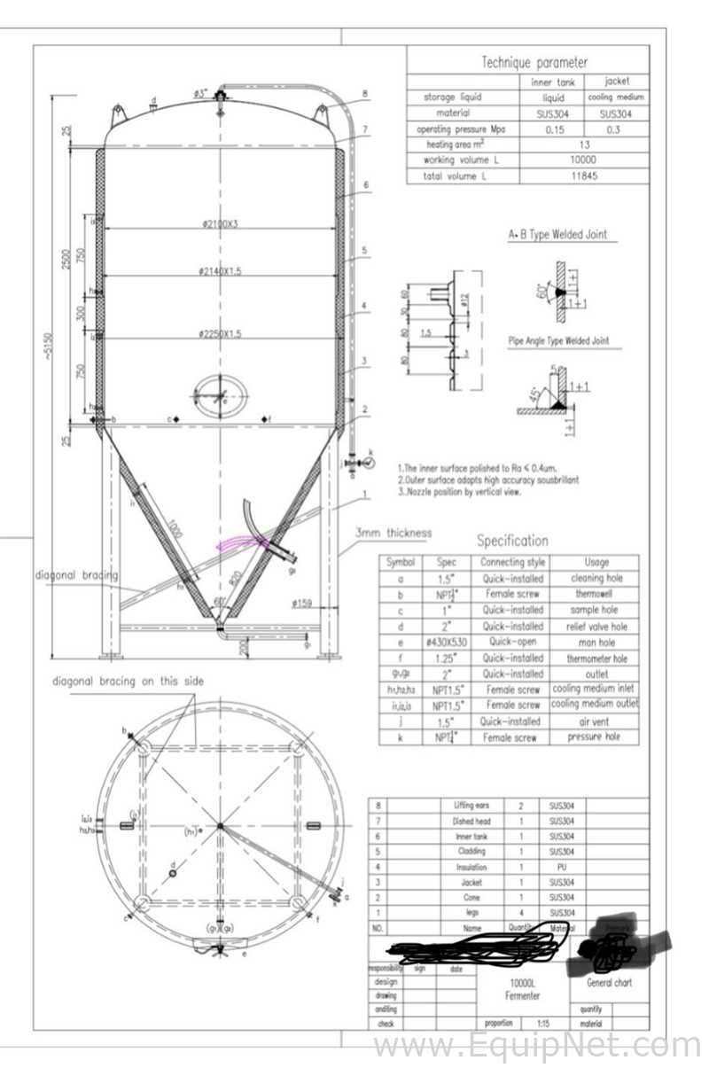 Equipo para elaboración y destilación de cerveza Acero inoxidable  10000 L