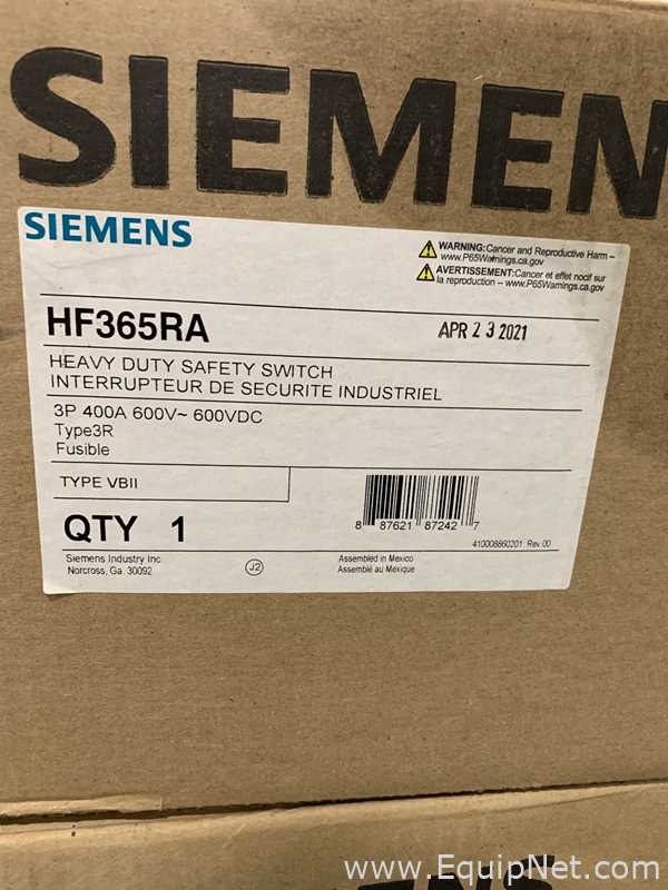 One Lot of Three Siemens HR365RA 600VAC - 400 Amp Heavy Duty Safety Switch