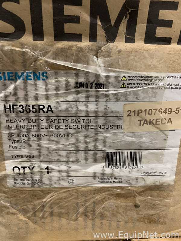 One Lot of Three Siemens HR365RA 600VAC - 400 Amp Heavy Duty Safety Switch