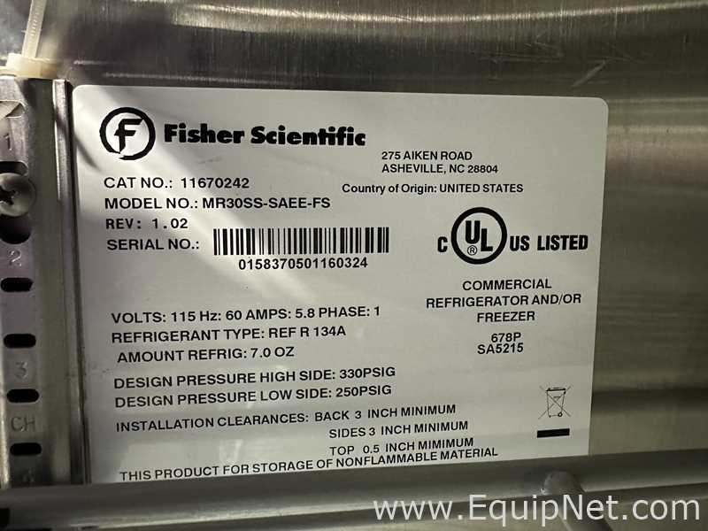 Fisher Scientific MR30SS-SAEE-FS Isotemp Refrigerator