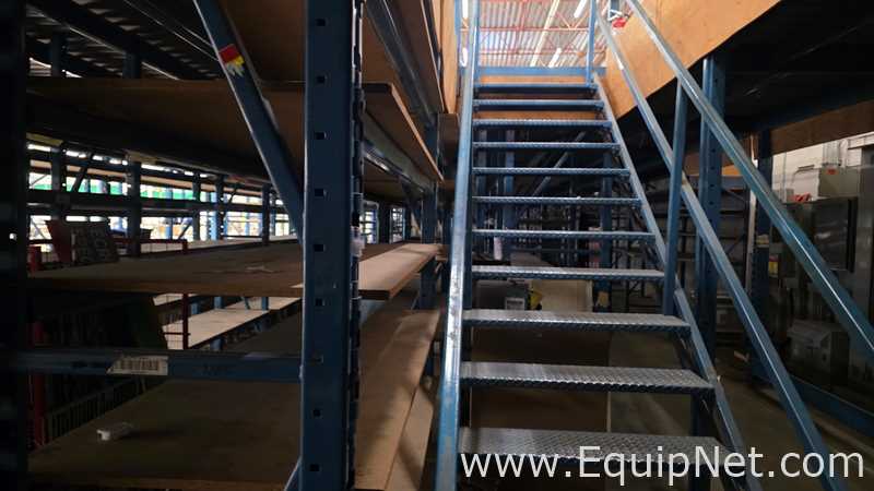 Approx. 17,000 sq ft Steel Mezzanine Structure with 400 Storage Racks and Stairs and Elevator
