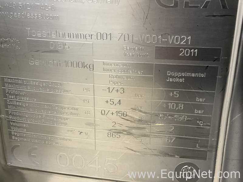 Recipiente Mezclador Acero inoxidable GEA Diessel .  865 Litros