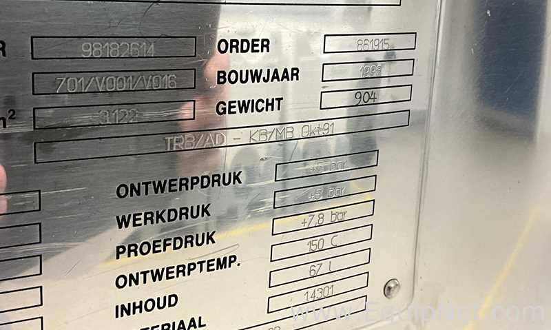 Recipiente Mezclador Acero inoxidable DIESSEL HILDESCHEIM .  865 Litros