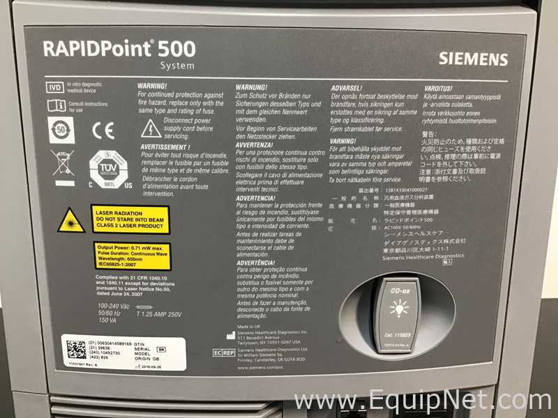 Siemens RapidPoint 500 Blood Gas Analyzer