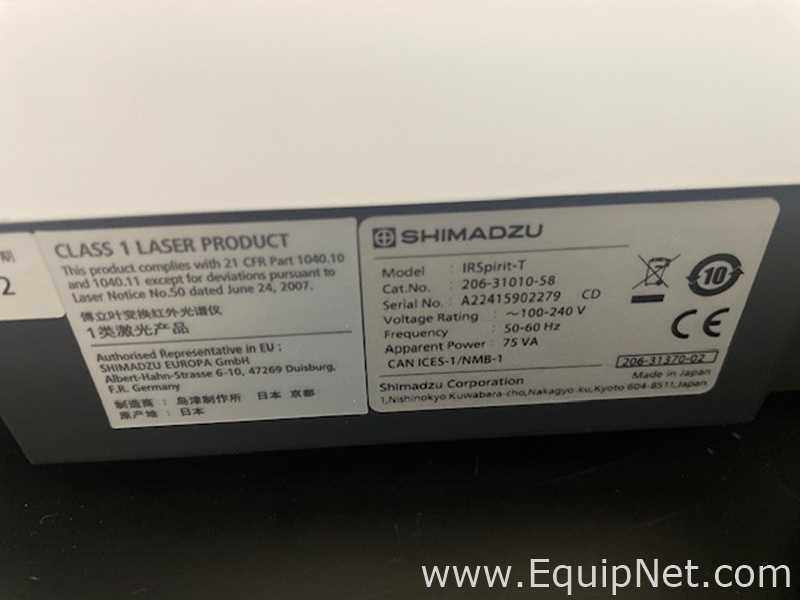 Shimadzu IRSPIRIT-T Infrared Spectrophotometer Lot 711