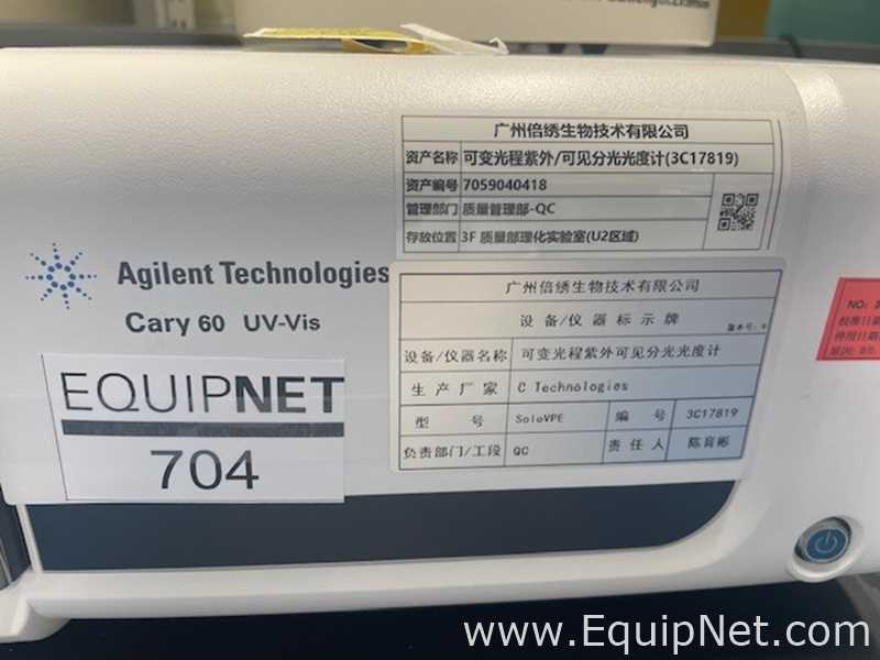 Agilent 6860A UV-VIS Spectrophotometer with Solo VPE Lot 704