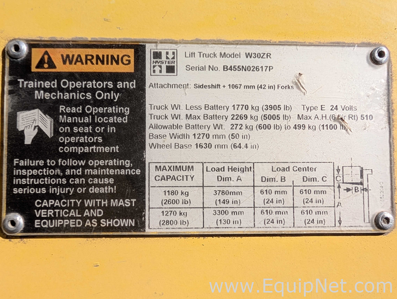 Equipamento de Elevação Hyster Co W30ZR