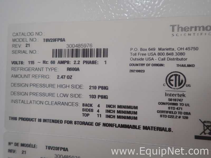 Thermo Scientific TSV20FPSA Refrigerator