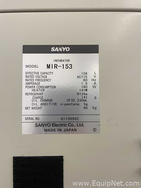 Sanyo Double Stack MIR-153 Incubator