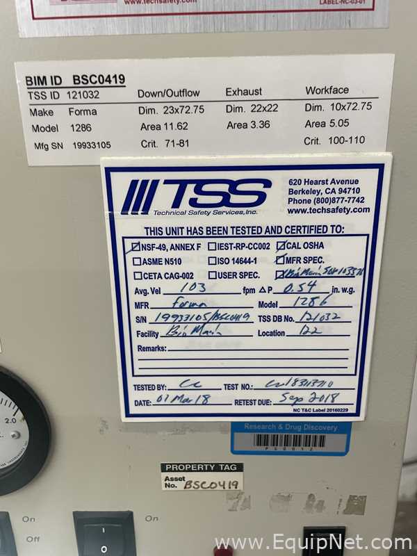 Forma Scientific 1286 Biological Safety Cabinet