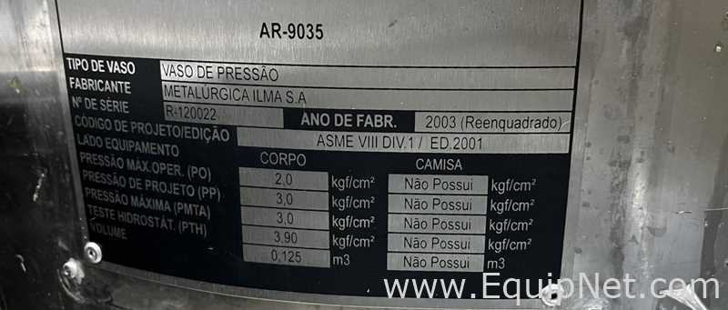 Vaso de Pressão Ilma em Aço Inox 316L de 0,125 m³ - INATIVO
