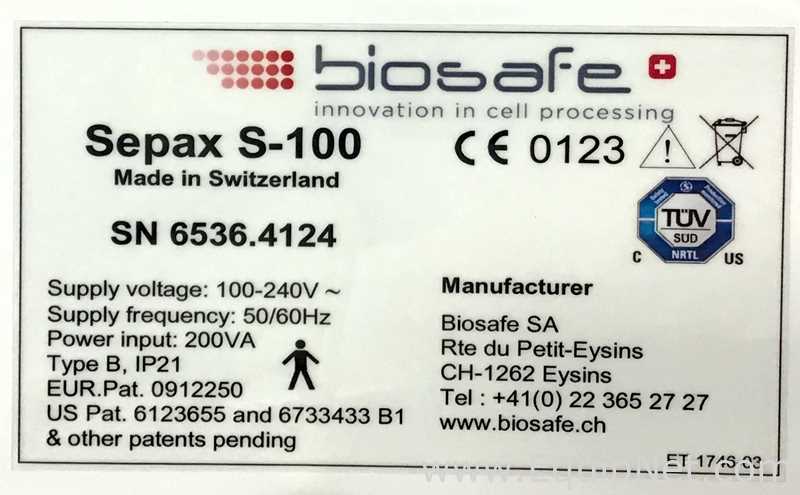 Biosafe Sepax S-100 Cell Separation System