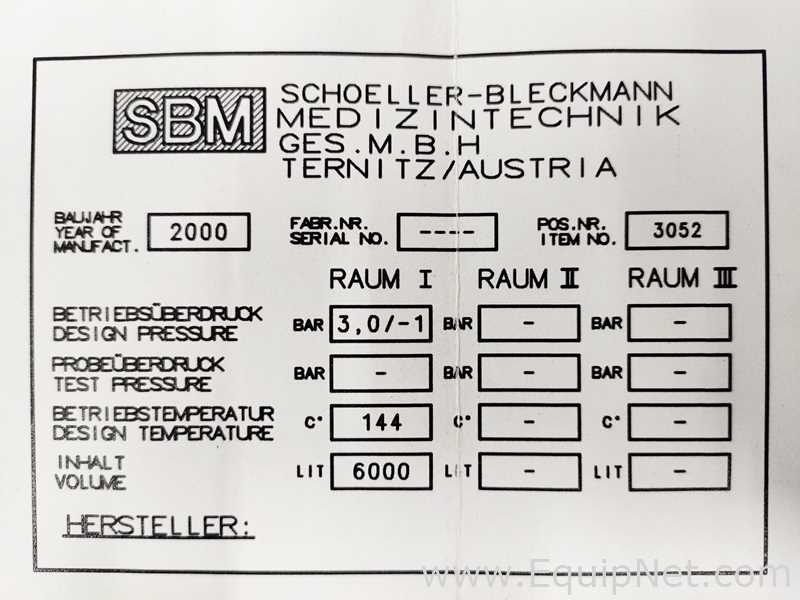 Esterilizador SBM - Schoeller Bleckmann Medizintechnik SWSR-09.09.12/2F