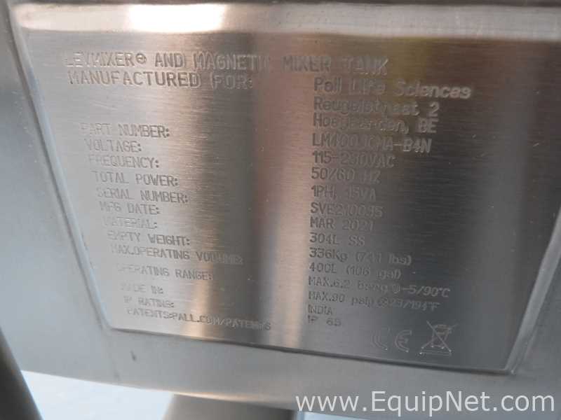 PALL LM400JCMA-B4N Mobile 400 Litre Stainless Steel Jacketed Single Use Magnetic Mix Tank