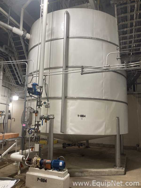 Alpha Tank 20,000 Gallon 316 Stainless Steel Agitated Tank With Centrifugal Pump  V-1104  P-1104